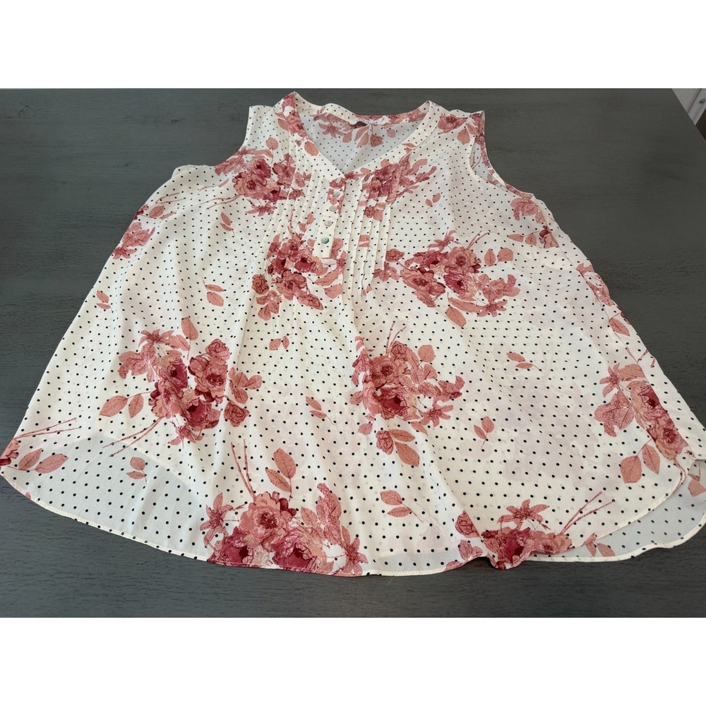 white semi sheer ROSE + LIVE plus size tank top shirt 2X XXL
